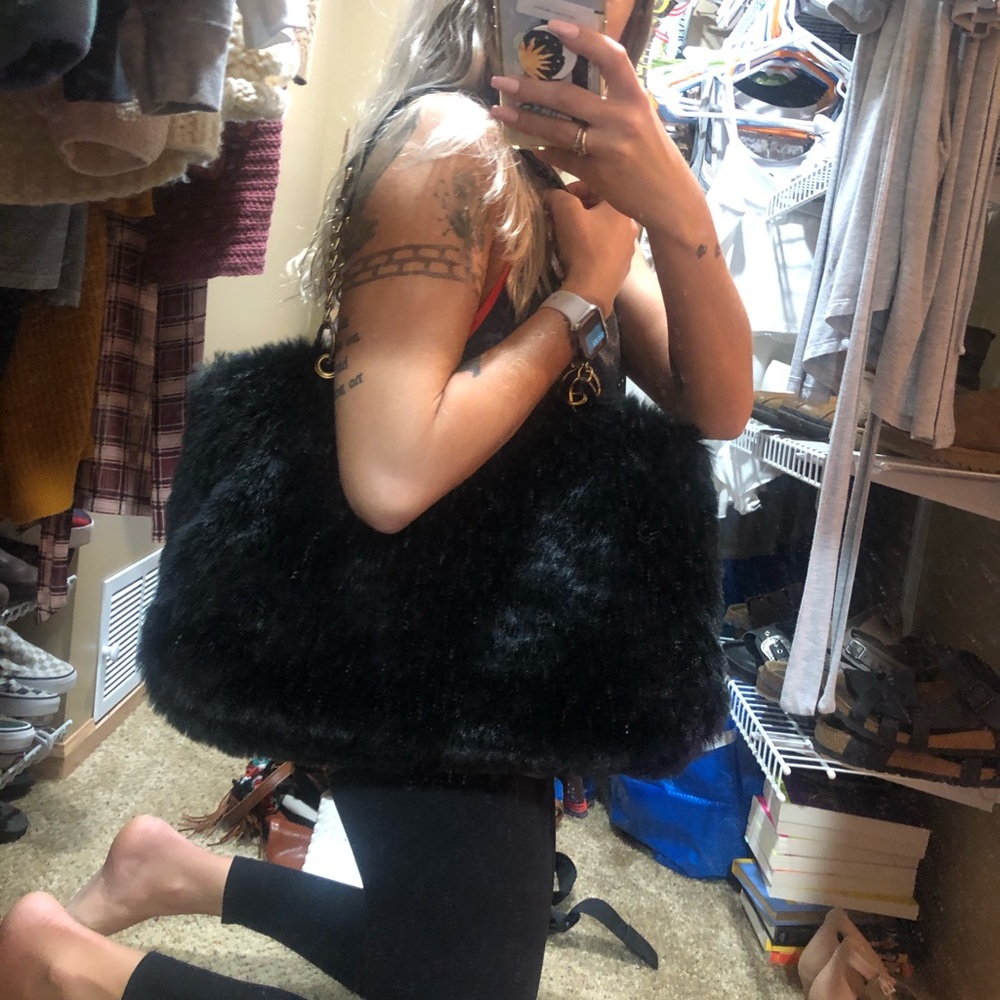 Faux fur tote bag